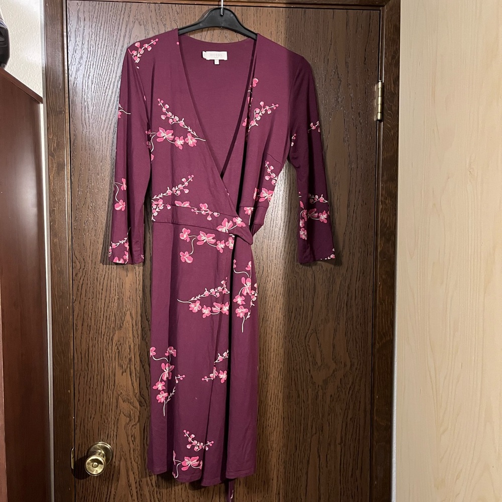 Floral Wrap Dress in Burgundy and Pink Hobbs London